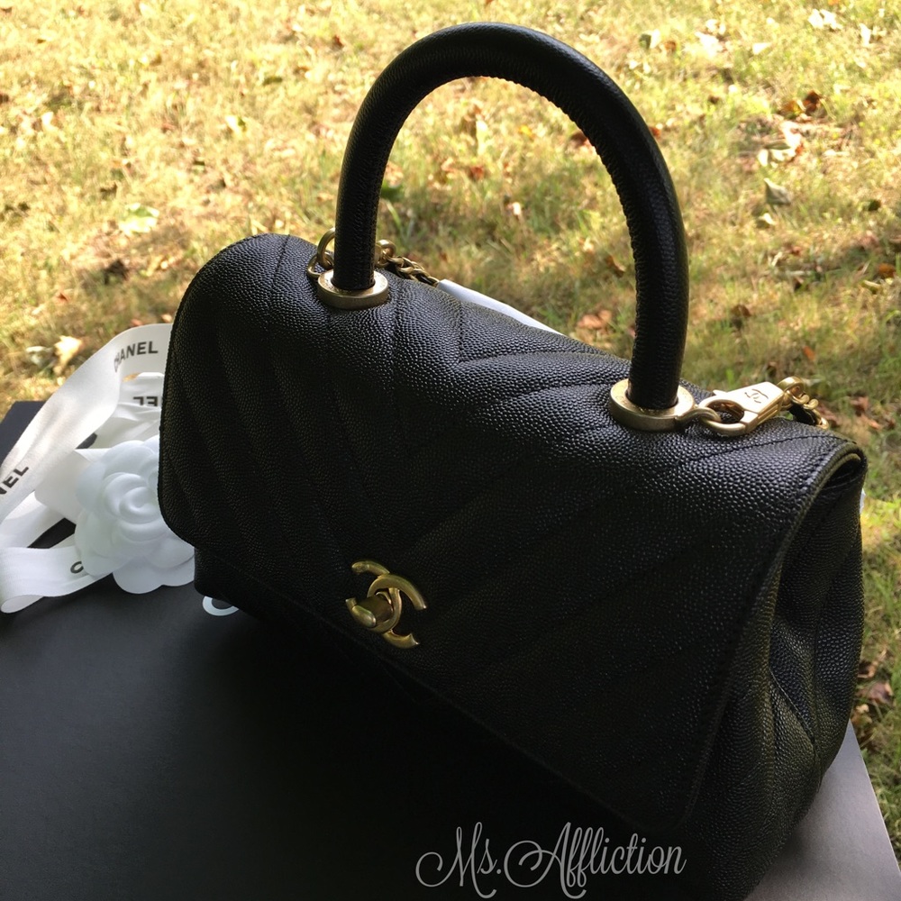 CHANEL Authentic CC Coco Handle Caviar Flap Bag - Picture 2 of 8